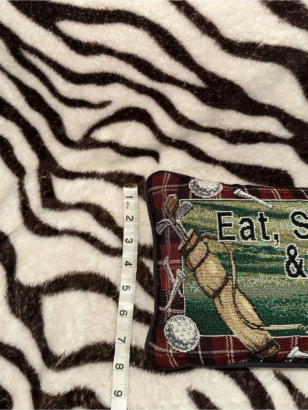 Eat, Sleep & Golf Accent Pillow - Green Plaid